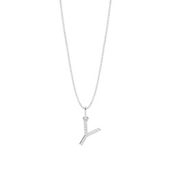 Y Diamond Initial Pendant Necklace