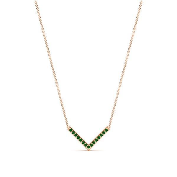 V' Shape Emerald Delicate Chain Necklace