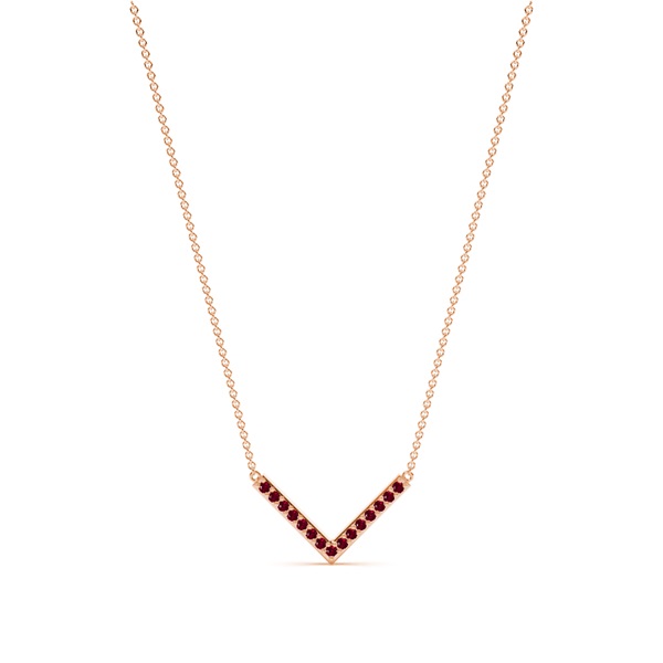 V' Shape Ruby Delicate Chain Necklace