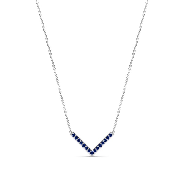 V' Shape Blue Sapphire Delicate Chain Necklace
