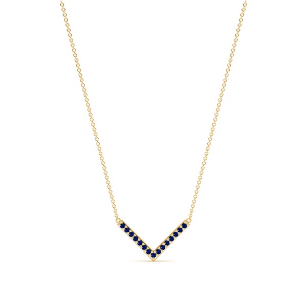 V' Shape Blue Sapphire Delicate Chain Necklace