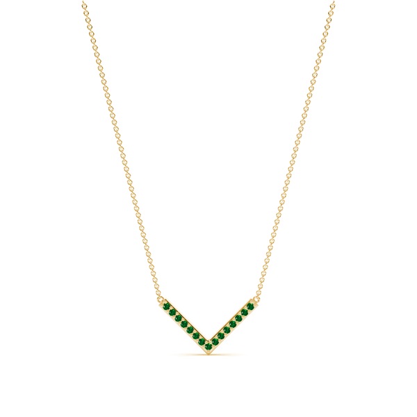 V' Shape Emerald Delicate Chain Necklace