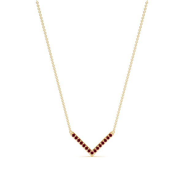 V' Shape Ruby Delicate Chain Necklace