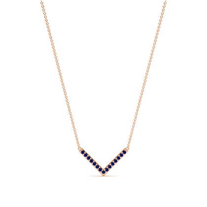 V' Shape Blue Sapphire Delicate Chain Necklace