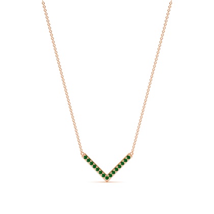 V' Shape Emerald Delicate Chain Necklace