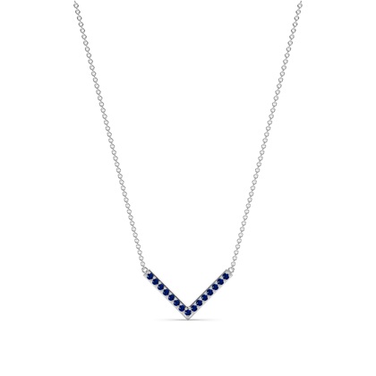V' Shape Blue Sapphire Delicate Chain Necklace