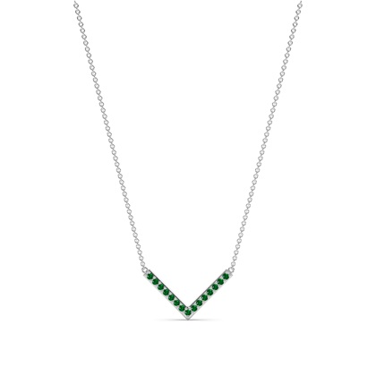 V' Shape Emerald Delicate Chain Necklace