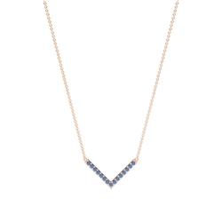 V' Shape Blue Sapphire Delicate Chain Necklace