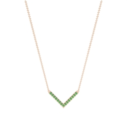 V' Shape Emerald Delicate Chain Necklace