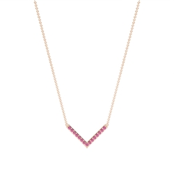 V' Shape Ruby Delicate Chain Necklace