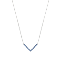 V' Form Blauer Saphir Zarte Kette Halskette“
