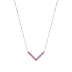 V' Shape Ruby Delicate Chain Necklace