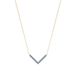 V' Shape Blue Sapphire Delicate Chain Necklace