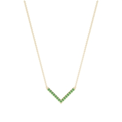 V' Shape Emerald Delicate Chain Necklace