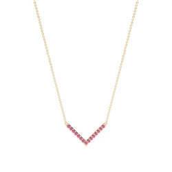 V' Shape Ruby Delicate Chain Necklace