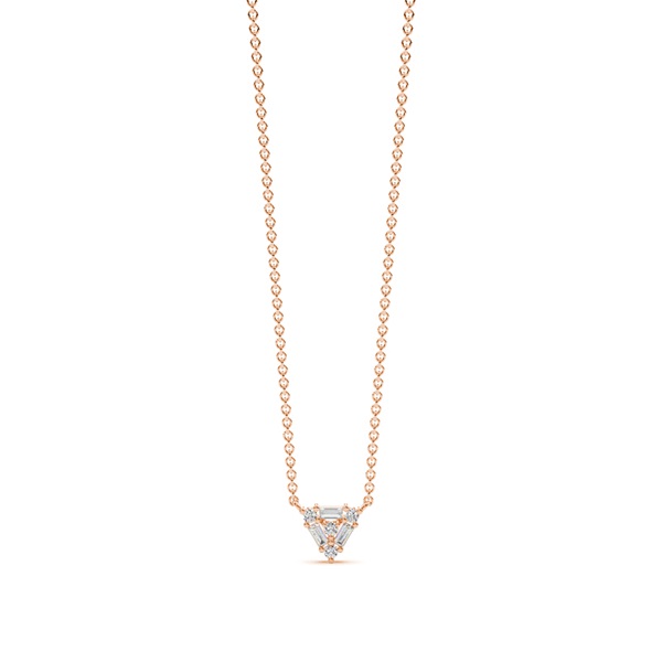Baguette and Round Cluster Diamond Chain Necklace