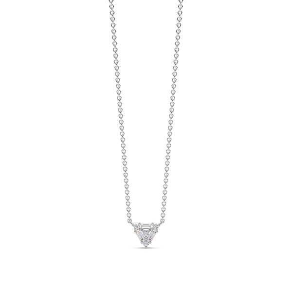 Baguette and Round Cluster Diamond Chain Necklace