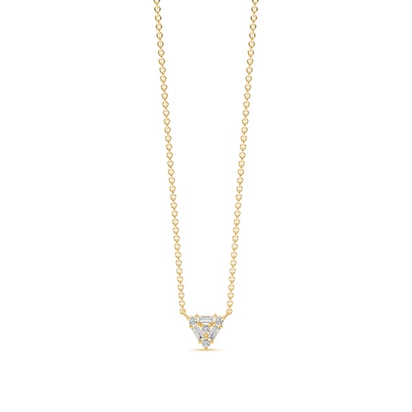 Baguette and Round Cluster Diamond Chain Necklace