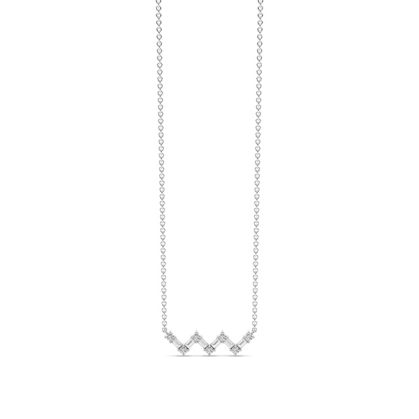 Baguette and round diamond 'zig-zag' chain necklace
