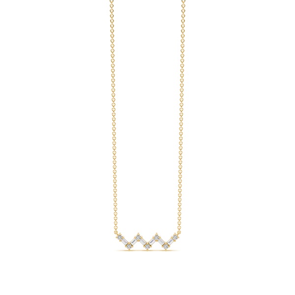 Baguette and round diamond 'zig-zag' chain necklace