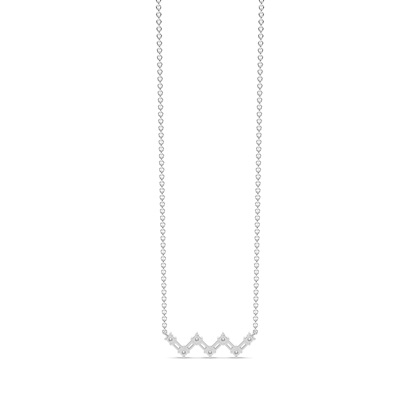 Baguette und runde Diamanten 'Zig-Zag' Halskette