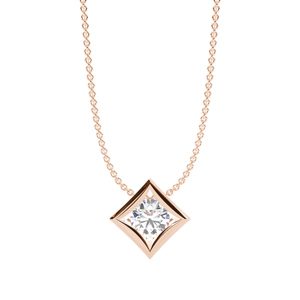 Metal accent Round Solitaire Pendant