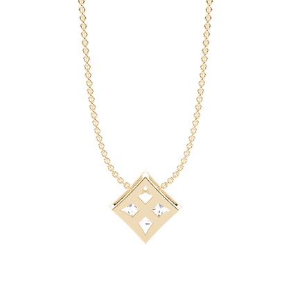 Runder Solitär-Anhänger mit Metall-Akzent