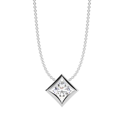 Metal accent Round Solitaire Pendant