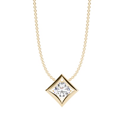 Yellow Gold Solitaire Diamond Pendants Necklaces