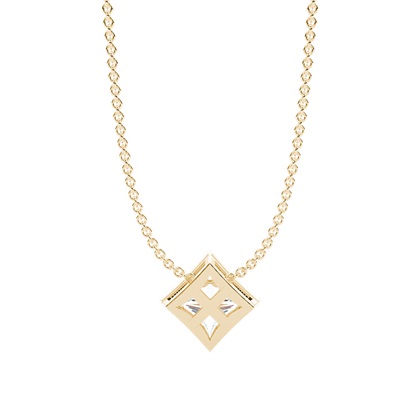 Runder Solitär-Anhänger mit Metall-Akzent