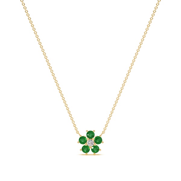Round Emerald Floral Delicate chain Necklace