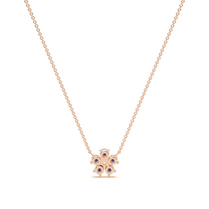 Runde blaue Sapphire zarte florale Halskette