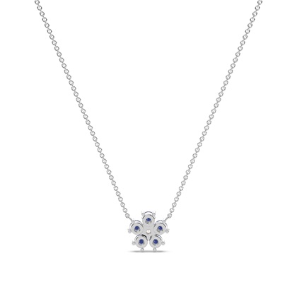 Runde blaue Sapphire zarte florale Halskette