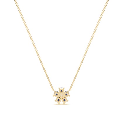 Runde blaue Sapphire zarte florale Halskette