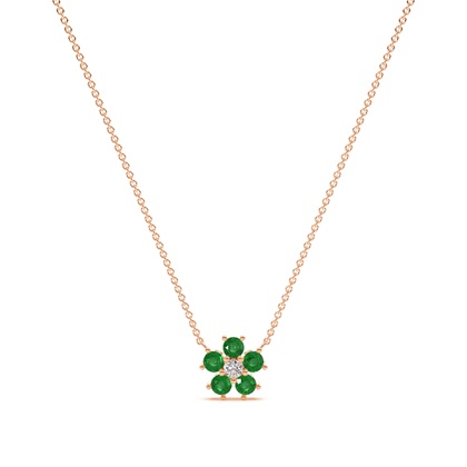 Round Emerald Floral Delicate chain Necklace