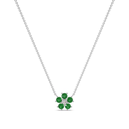 Round Emerald Floral Delicate chain Necklace
