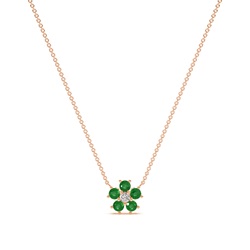 Round Emerald Floral Delicate chain Necklace