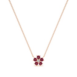 Round Ruby Floral Delicate chain Necklace