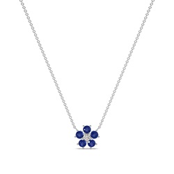 Runde blaue Sapphire zarte florale Halskette