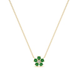 Round Emerald Floral Delicate chain Necklace