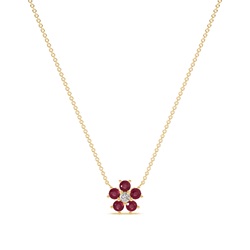Round Ruby Floral Delicate chain Necklace