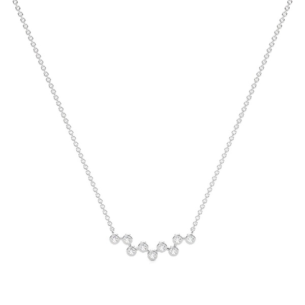 Bezel Setting Zig-Zag bar Necklace