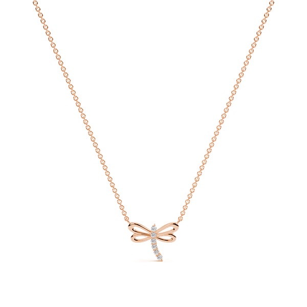 Drangonfly diamond delicate chain necklace