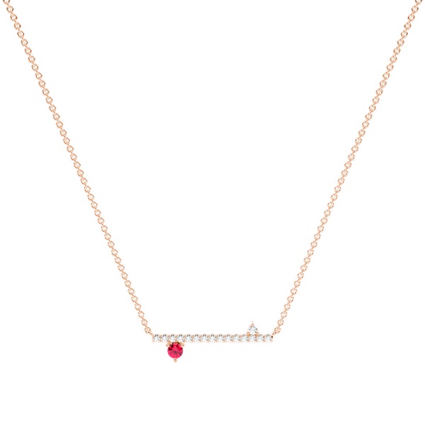 Ruby and diamond delicate bar chain necklace