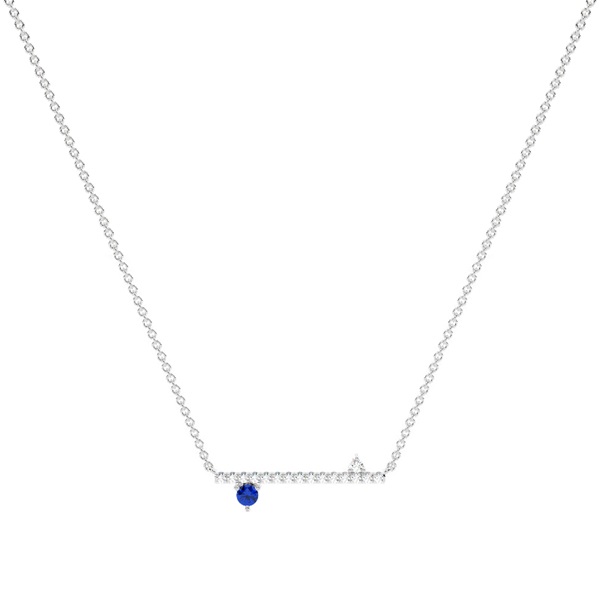 Blue Sapphire and diamond delicate bar chain necklace