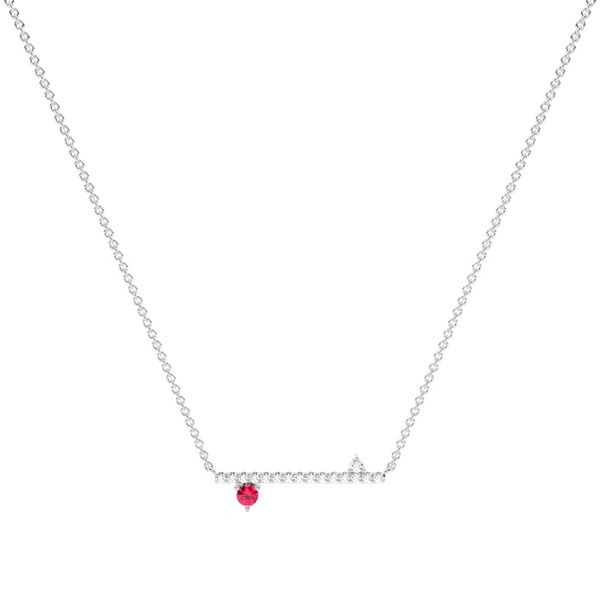 Ruby and diamond delicate bar chain necklace