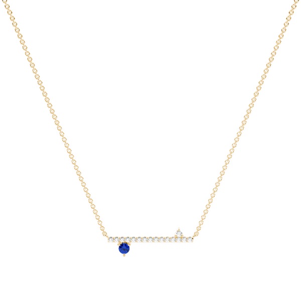 Blue Sapphire and diamond delicate bar chain necklace