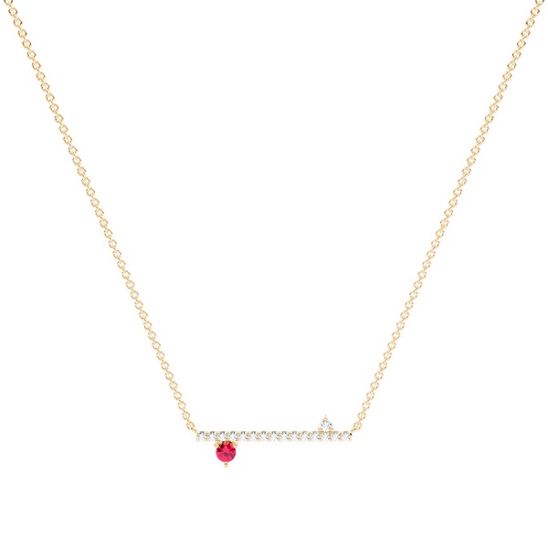 Ruby and diamond delicate bar chain necklace