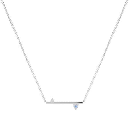 Blauer Sapphir und Diamant zarte Balken Halkette