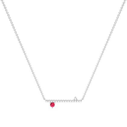 Ruby and diamond delicate bar chain necklace